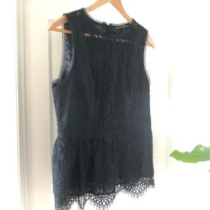 White House Black Market Black Lace Peplum Top, 8